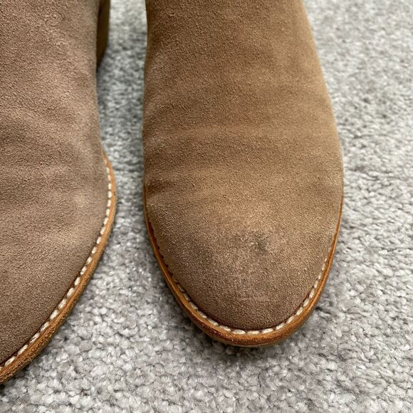Steve Madden Tobii Leather suede Ankle Boots Womens 7 Brown Round Toe Side Zip - Picture 12 of 14